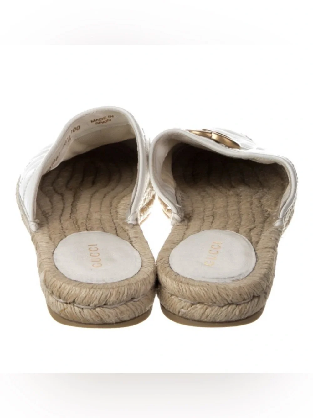 Gucci Marmont espadrille flats black quilted size 6.5 double G GG‎